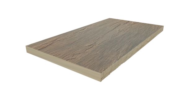 Rendered image of Autumn Brown Indian Sandstone step, showing a rock-faced edge perfect for building steps.***
