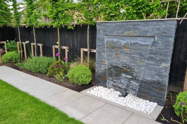 Black Sandstone Cladding panel, 4 blocks wide, showing colour and variation in textures. Free UK delivery available.***