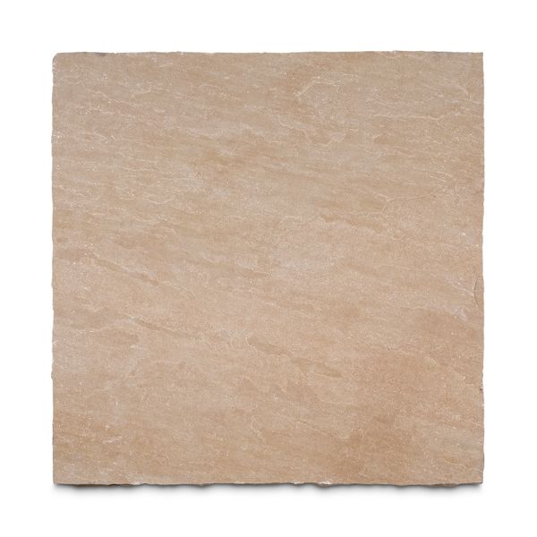 Single Camel Dust Indian sandstone slab seen from above, showing surface texture and sandy colours. Free UK delivery available.***