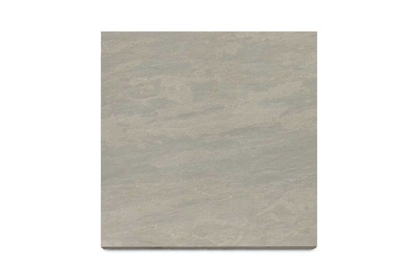 View of 1 print of 32 Raj Green Porcelain Paving slabs, showcasing natural stone veining in varying shades. Garden Tiles UK with free delivery.***