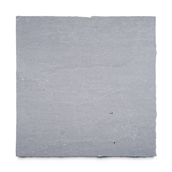 Single Kandla Grey Indian sandstone slab seen from above, showing riven surface texture and markings. Free UK delivery available.***
