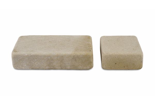1 rectangular and 1 square set sit next to each other on white background to show texture and relative shape and size.***